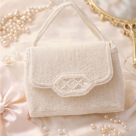 Coquette Vintage bridal Beaded Evening Purse – Ivory - Picture 8 of 8